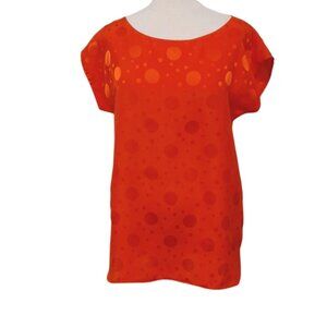 Louis Feraud Tone On Tone Relaxed Fit Circle Print Pull On Blouse- Sz. 10